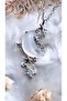 Half Crescent Figured Zircon Color Stone Steel Necklace - 5
