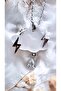Colorful Stone Steel Necklace with Cloud Lightning Figure - 5