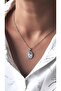 Rose Patterned Enamel Steel Necklace with Pearls Around - 2