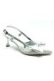 Moonlight Ribbon Detailed Open Back Stiletto Women's Heeled Shoes Silver - 3