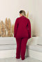 100% Cotton Pajama Set with Shirt Collar and Buttoned Long Sleeves for Women, Burgundy - 6