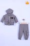 Holiday 3-Piece Hooded Cardigan Bodysuit Pants Boys' Baby Children's Outfit Set - 3