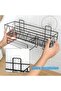 Shower Caddy Organizer Bathroom Shelf With Tissue Holder And 3 Hooks With 2 Wall Mount Stickers - 3