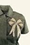 Silver Bow Embroidered Green Jumpsuit - 4