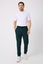 New Season Soft Textured Diagonal Fabric Cuffed Leg Men's Sports Sweatpants, Petrol - 4