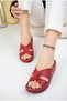Putu Women's Cross Comfort Model Daily Orthopedic Slippers Mother Middle Age Young Home & Outdoor Slippers Red - 4