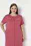 Women's Plus Size Cotton Lycra Zipper Dress / Dusty Rose - - B 7564 - 7
