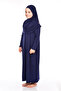 Practical Headscarf One Piece Girl's Prayer Dress 9-11 Years Old Navy Blue - 3
