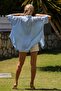 Baby Blue Shirt Collar Short Sleeve Unlined Washable Woven Casual Cotton Jacket - 7