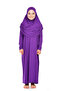 Practical Headscarf One Piece Girl's Prayer Dress 9-11 Years Purple