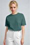 Women's Petrol Green Breathable Crew Neck Regular Fit Regular Cut Unprinted Basic T-Sh