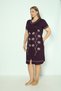 Women's Plus Size Short Sleeve Zipper Dress / Plum 5752 - 4