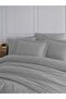 Tivoli 100% Cotton Jacquard & Satin Double Duvet Cover Set - Gray Color - 200X220 cm - 3