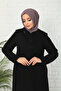 Zippered Black Ferace with Stones