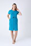 Women's Cotton Lycra Zipper Dress / Turquoise 7265 - 2