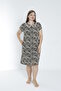 Women's Large Size Cotton Modal Fabric Patterned Zipper Dress 7819 - 5