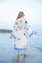 Muslin Kimono 100% Cotton Seashell Printed Patterned Bathrobe Kaftan Dressing Gown