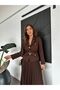 Elizabeth Gold Belted-Buttoned Blazer Jacket and Pleated Long Skirt Set - 5