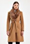 Women's Coffee Collar Furry Stamp Coat - 3