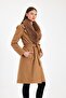 Women's Coffee Collar Furry Stamp Coat - 6