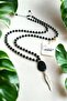 6 mm Genuine Onyx & Hematite Natural Stone Long Unisex Necklace (70-80 cm)