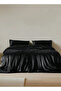 Silky Satin King Size 6Piece Bedding Set Black 220x240cm.