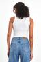 Women's Black-White Ribbed Look Strap Thick Flexible Knitted 2-Piece Basic Crop Undershirt - 7