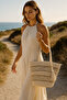 Hand Knitted Net Patterned Straw Beach Bag Si – Cream and Beige Tones 29X40 cm Cnt1016