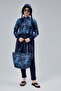 Midnight Blue Women's Short Patterned Zippered Full Covered Hijab Swimsuit Set of 3 - 7