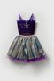 Girl's Sequined Purple Mermaid Themed Set - Strappy Crop Top and Sequin Detailed Skirt