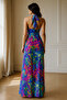 Halter Neckline Tulle Detail Long Evening Dress - 2