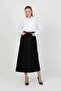 Contrast Stitched Denim Skirt with Natural Fabric Black - 3