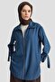 New Season Shirt Collar Embroidered Foldable Sleeve Pocket Zippered Tunic