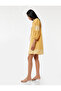 Cotton Embroidery Detail Comfortable Fit Long Balloon Sleeve Tie-Up Neck Mini Dress - 2