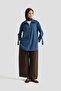 New Season Shirt Collar Embroidered Foldable Sleeve Pocket Zippered Tunic - 3