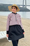 Women's Powder Oval Square Patterned Adjustable Waist 3 Piece Hijab Swimsuit Set 8286 - 2