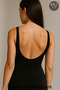 Women's Long Lycra Strap U Neck Back Detail Tight Dress Stretchy Seasonal Plain - 5