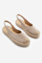 Women's Genuine Leather Open Back Jute Espadrille Sandals Konlep Beige Suede - 5