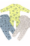 Colorful Patterned Ribbed 3-Piece 100% Cotton Baby Girl Boy Children's Jumpsuit 1-3 Months, 3-6 Months, 6-9 Months