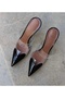 Black Heart Detail Transparent Heeled Slipper