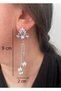 Stoned Silver Color Long Pearl Dangle Stylish Party Engagement Henna Wedding Wedding Evening Dress Earrings - 2