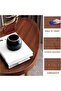 C-Shaped Side Table, Solid Wood Top with Metal Base, Modern Sofa End Table, Brwon/Black - 4