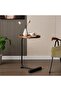 C-Shaped Side Table, Solid Wood Top with Metal Base, Modern Sofa End Table, Brwon/Black - 2