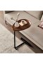 C-Shaped Side Table, Solid Wood Top with Metal Base, Modern Sofa End Table, Brwon/Black - 6