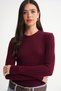 6938 Women's Crew Neck Ribbed Knitwear Body Claret Red - 3