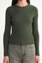 6938 Women's Crew Neck Ribbed Knitwear Body Khaki - 5