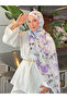 Cotton Purple Lilac Flower Patterned Digital Printed Shawl Inspiration Series Ps49 - 6