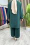 City Suit Elastic Waist Trousers Stone Detailed Aerobin Tunic Bottom Top Double Hijab Suit - 6