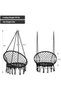 Hammock Chair, Hanging Swing with Macrame and Cushion, Max 330 Lbs, Beige Hanging Cotton Rope Chair - 3