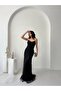 Black Beaded Embroidered Sequin Strapless Evening Dress - 4